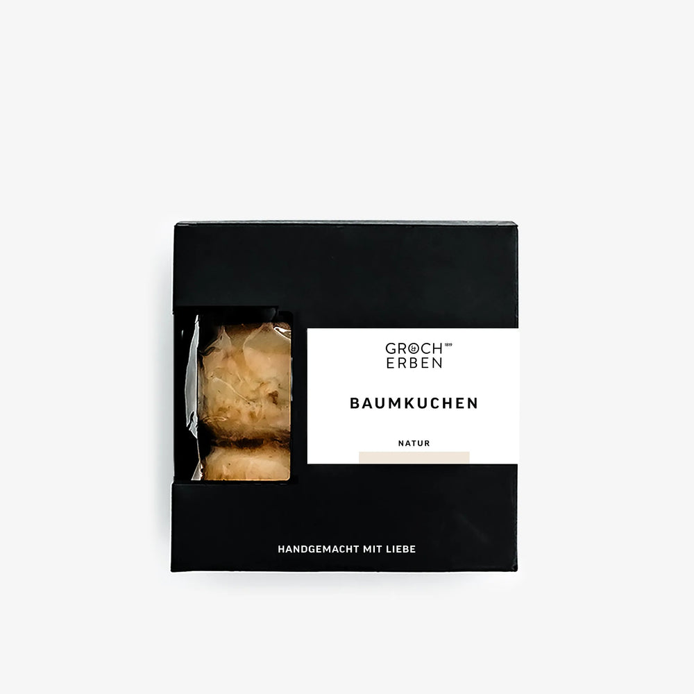
                  
                    Baumkuchen ohne Schokolade - 2 Ringe mit Geschenkbox, handgebacken und traditionell | GROCH & ERBEN
                  
                